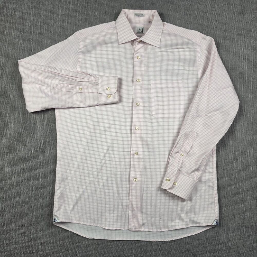 Peter Millar Dress Shirt Mens 16 R Pink Check Plaid Long Sleeve Cotton Canada
